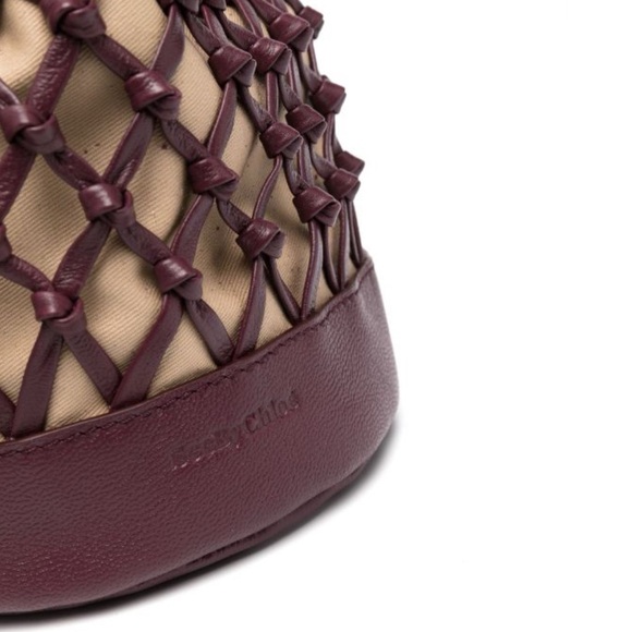 See by Chloé logo-debossed leather bucket bag. Burgundy and tan. New w/o tags - Picture 4 of 9
